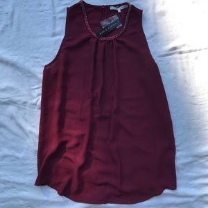 NWT Maroon Blouse with Rhinestone Detailing